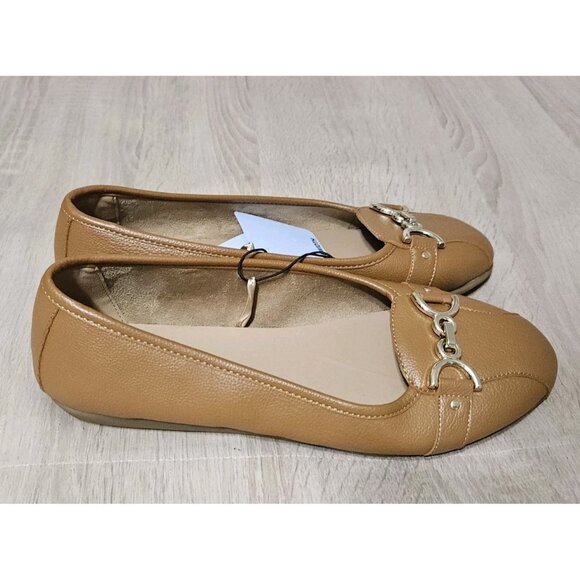 Aerosoles Size 11 Wide Womens Buckle Ballet Flats Cognac Brown New - Picture 3 of 7